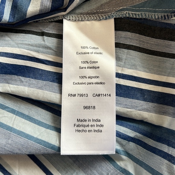 Motherhood Maternity Printed Smocked Back Maternity Tank Top in Blue Stripe - Picture 6 of 7